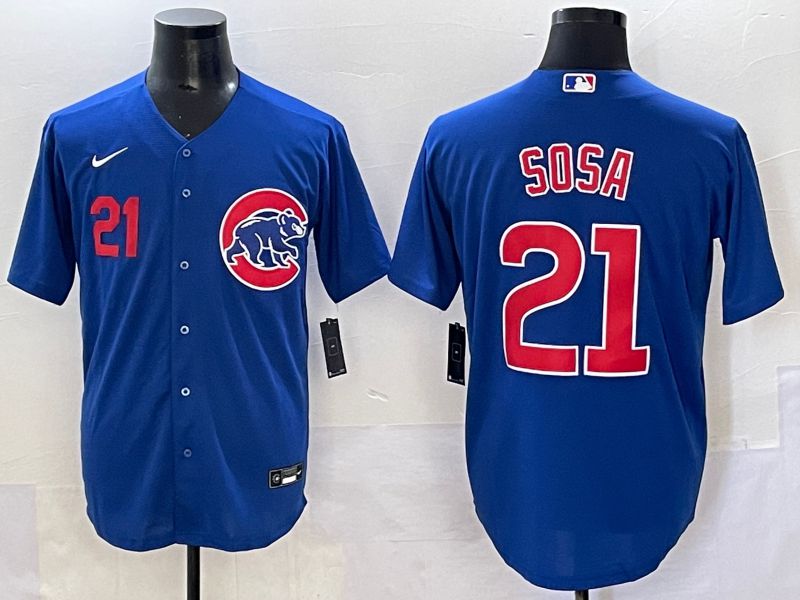 Men 2025 Chicago Cubs #21 Sosa Blue Game Nike MLB Jersey style 2